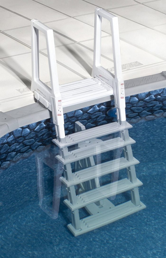 wide pool ladder above ground