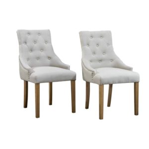 HomeSailing Contemporary Set of 2 Beige Wood Dining Chairs - the best dining chairs for heavy people