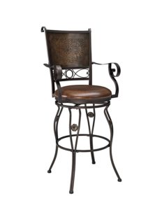 Powell Company Big and Tall Copper Stamped Back Barstool with Arms